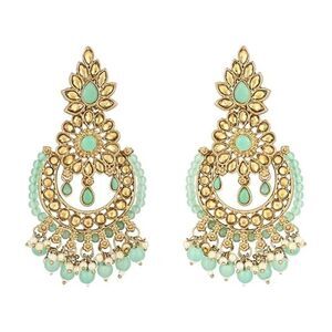 Elegant Gold plated pearl Beaded Mint  Earrings